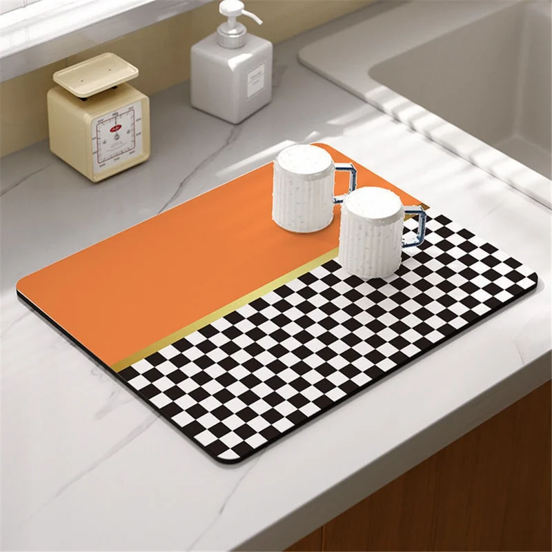 30x40cm Absorbent Drainage Dish Drying Mat Tableware Draining Pad - Style K