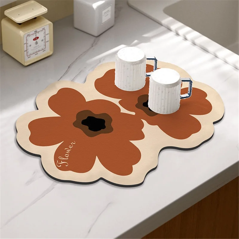 40x50سم حصيرة تجفيف الصحون لطاولة المطبخ، وسادة تجفيف صحون ماصة وغير قابلة للانزلاق - الطراز A