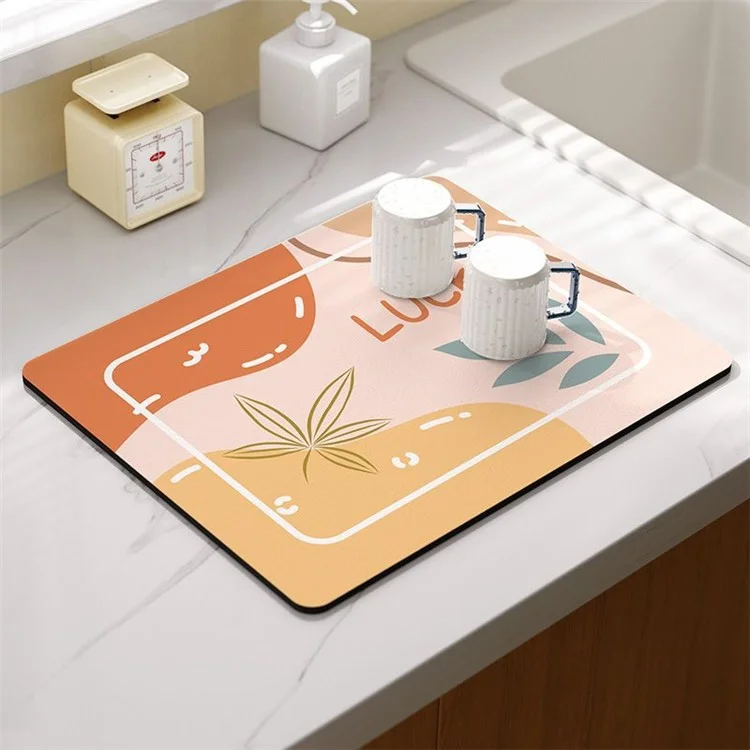 50x60cm Diatomite Super Absorbent Draining Mat Non-Slip Kitchen Counter Tableware Pad - Luck / Yellow