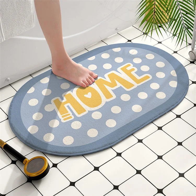 Bathroom Rug 40x60cm Water Absorbent Mat Anti-Slip Bottom - White Dots / Blue