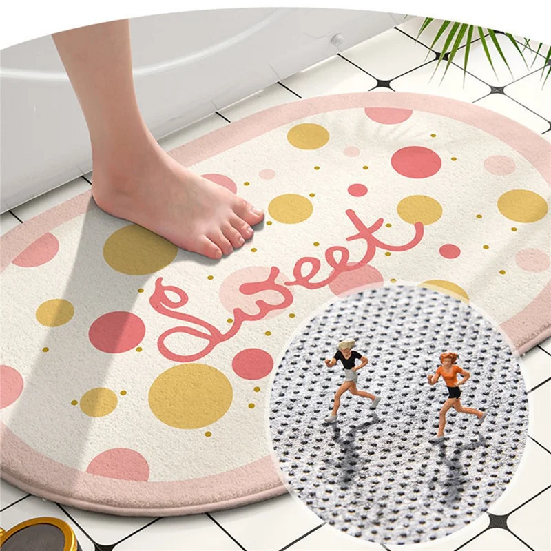 Bathroom Rug 40x60cm Water Absorbent Mat Anti-Slip Bottom - Bubbles