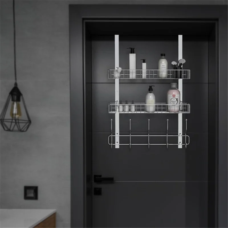 001-ZJGG-002 Over The Door Hanging Basket with 5 Hooks for Bathroom Living Room