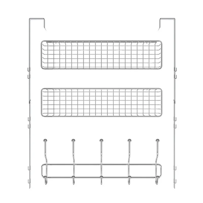 001-ZJGG-002 Over The Door Hanging Basket with 5 Hooks for Bathroom Living Room