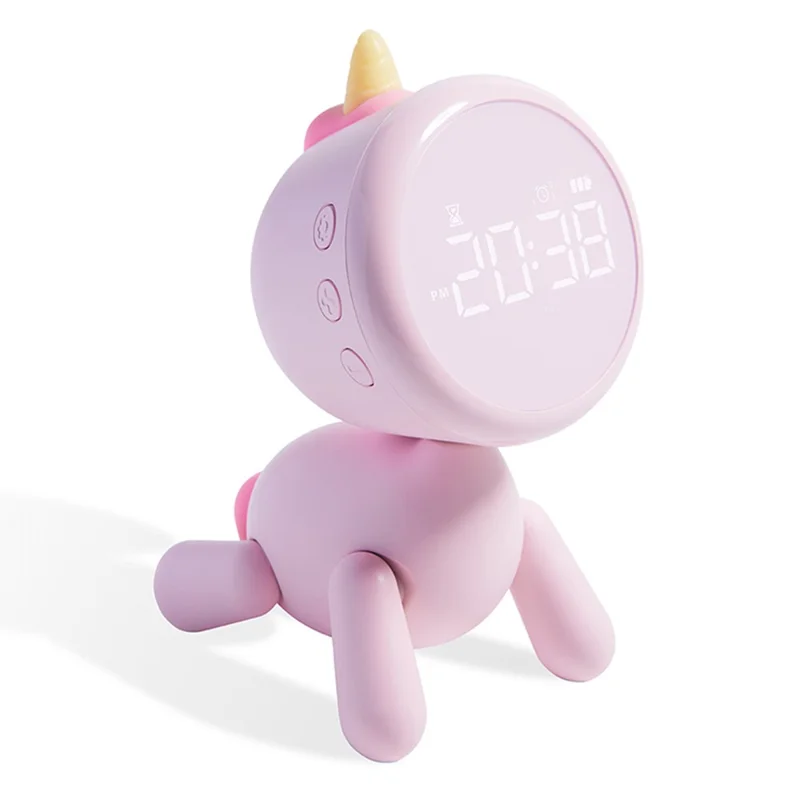 XR-MM-C2305 Cartoon LED Digital Display Desk Clock Student Bedside Night Light Electronic Alarm Clock - Pink