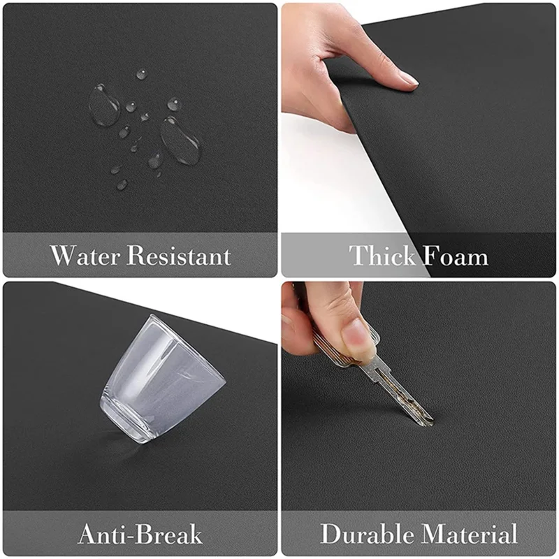 44x120x1.2cm Black PVC Floor Mat Waterproof Kitchen Rug Ground Cushion