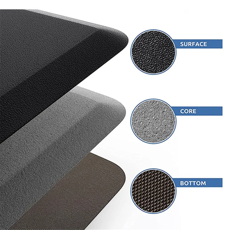 44x120x1.2cm Black PVC Floor Mat Waterproof Kitchen Rug Ground Cushion