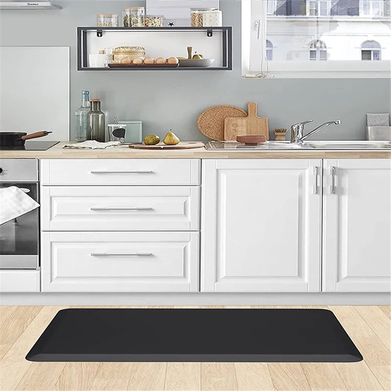 44x120x1.2cm Black PVC Floor Mat Waterproof Kitchen Rug Ground Cushion