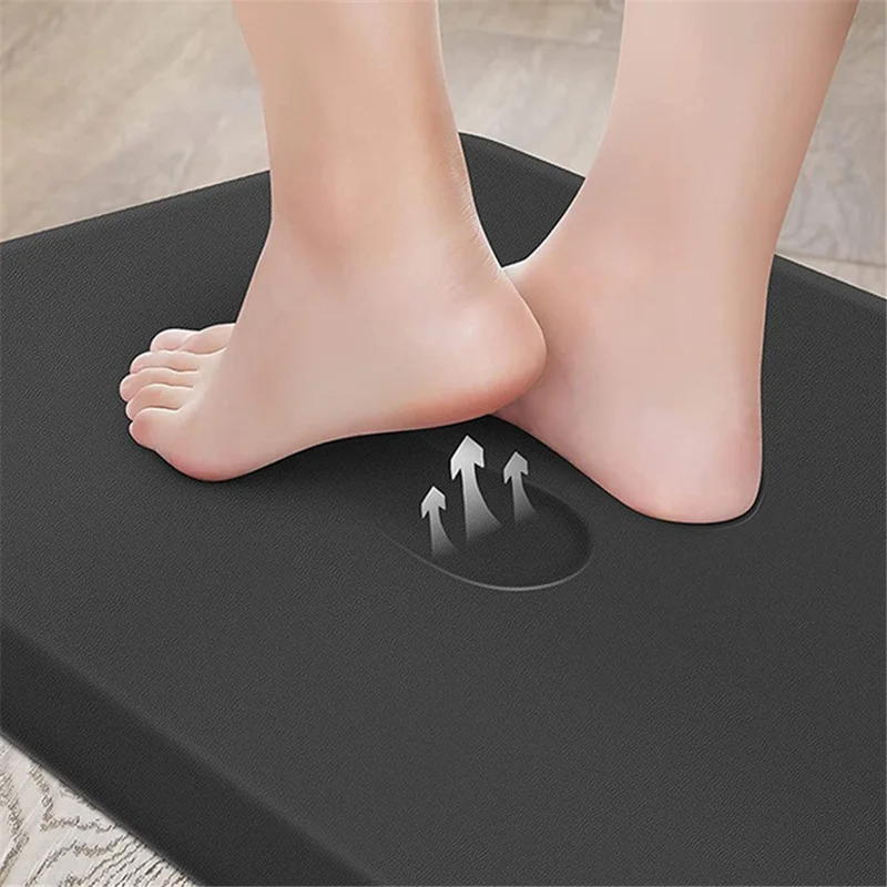 44x71x1.2cm Black PVC Kitchen Mat Rugs Comfortable Anti Fatigue Floor Cushion