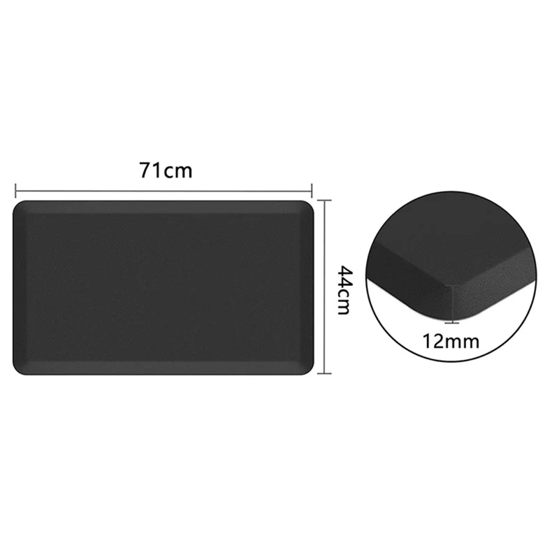 44x71x1.2cm Black PVC Kitchen Mat Rugs Comfortable Anti Fatigue Floor Cushion