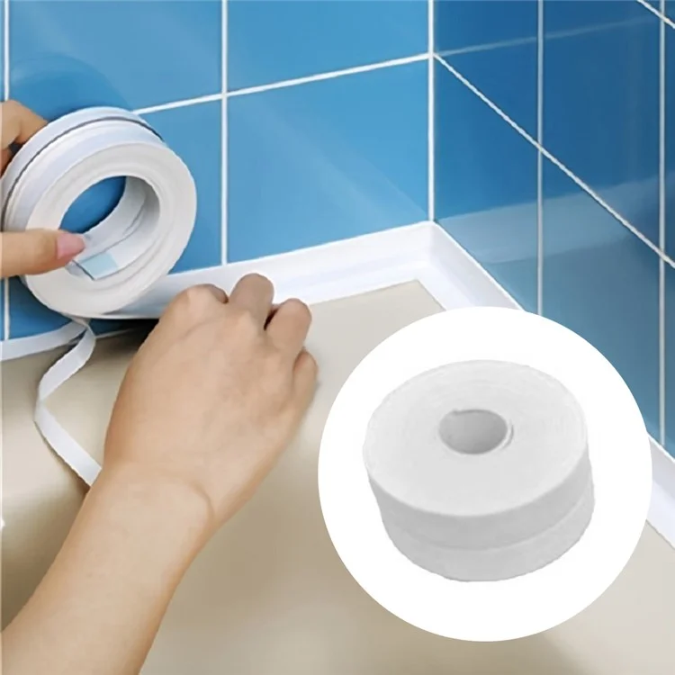 3.8CMx1.5M Self Adhesive PVC Caulk Tapes Waterproof Toilet Caulk Strips Sealing Tapes
