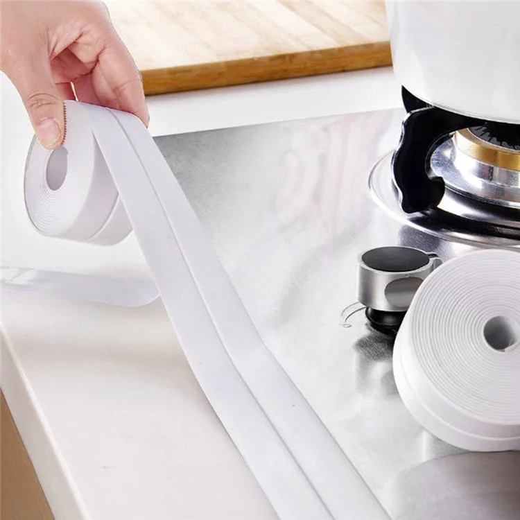 3.8CMx1.5M Self Adhesive PVC Caulk Tapes Waterproof Toilet Caulk Strips Sealing Tapes
