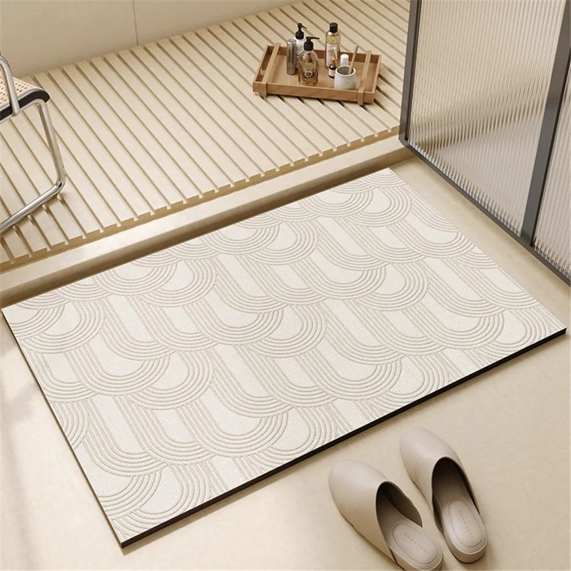 Y-0201-01 60x90cm Diatom Ooze Bath Mat Non-Slip Quick Drying Bathroom Rug Foot Pad - Style A