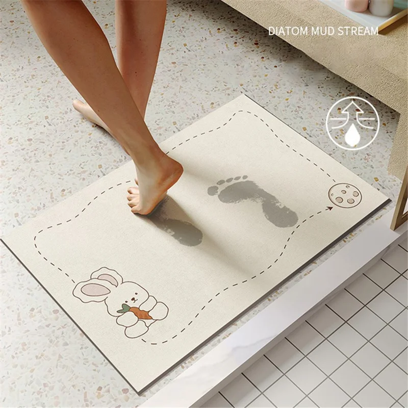 Y-0201-01 60x90cm Diatom Ooze Bath Mat Non-Slip Quick Drying Bathroom Rug Foot Pad - Style A
