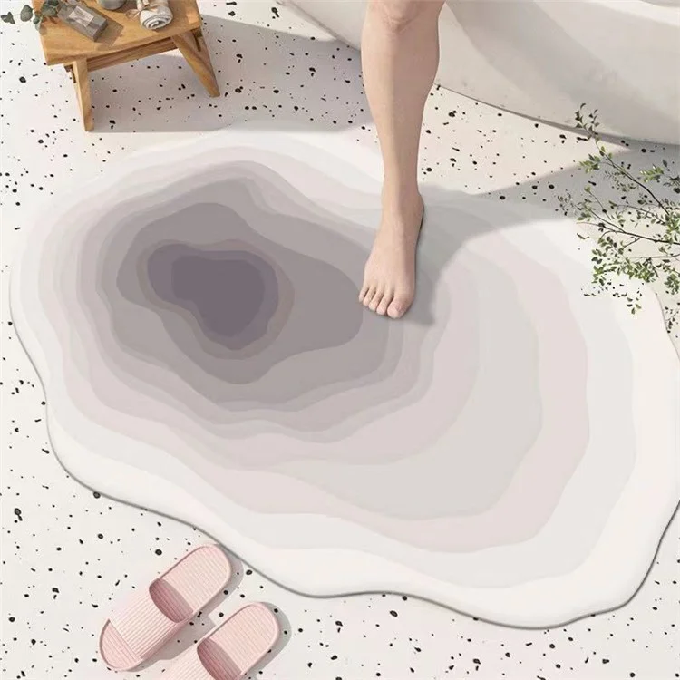 041505 alfombra de baño de estilo nórdico irregular de 40x60 cm resistente al deslizamiento, hecha de lodo de diatomeas, absorbente de agua - Gris