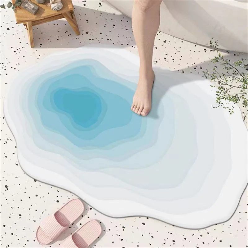 041505 40x60cm Nordic Style Irregular Non-Slip Bath Mat Diatom Mud Water Absorbent Bathroom Floor Pad - Blue