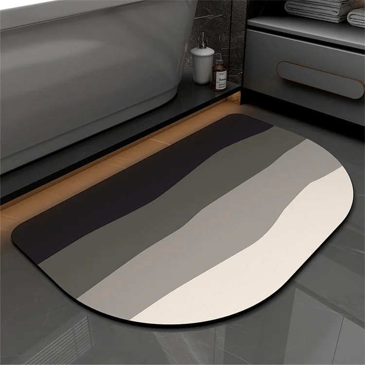 051204 Tapete de baño estilo nórdico de 40x60 cm con lodo de diatomeas, absorbente de agua - Rayas / Gris