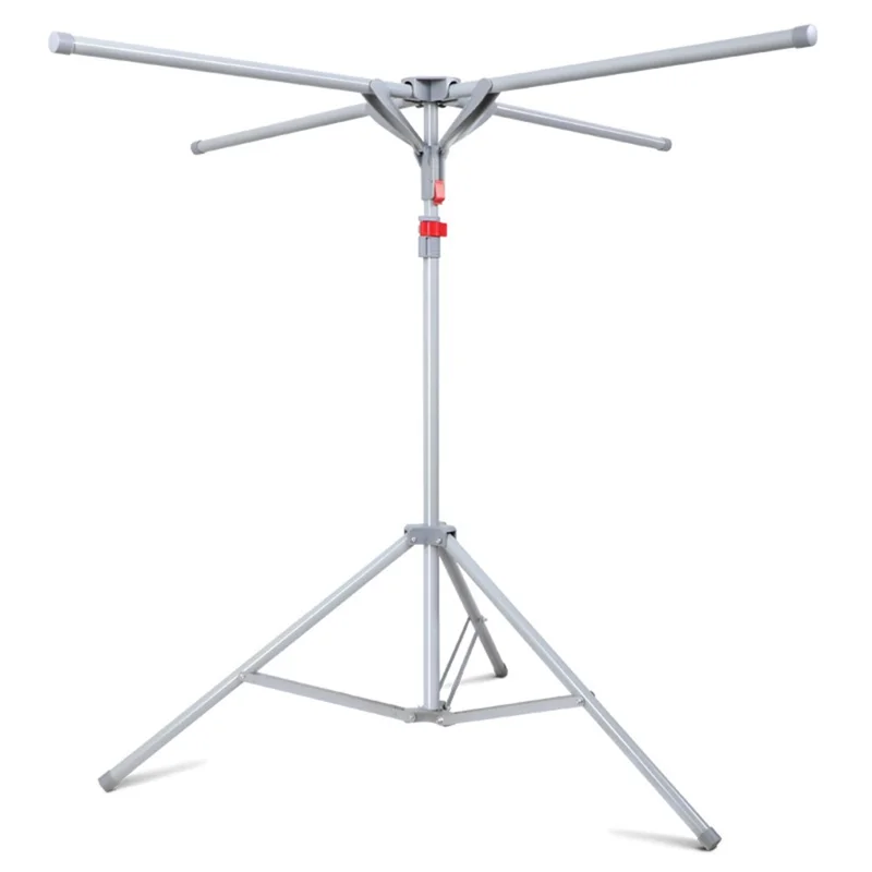 Adjustable Height X-Shaped Foldable Clothes Drying Rack Floor Standing Balcony Quilt Shelf - Grey