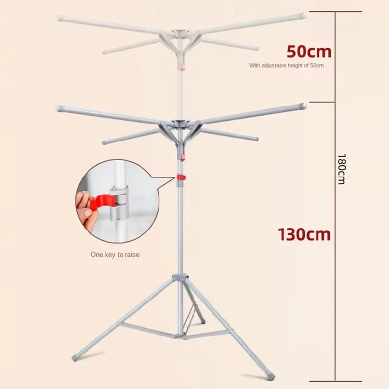 Adjustable Height X-Shaped Foldable Clothes Drying Rack Floor Standing Balcony Quilt Shelf - Grey