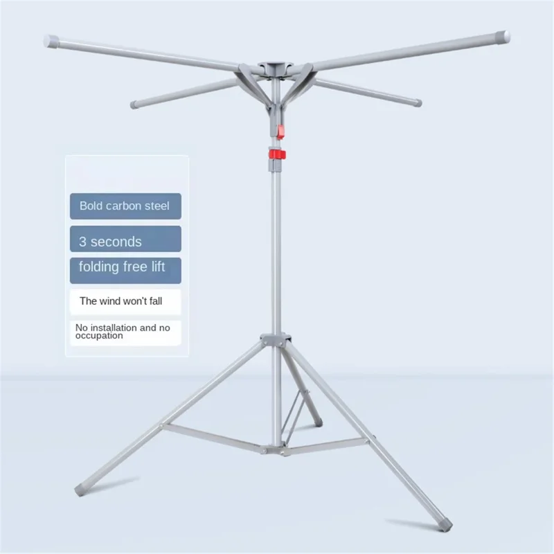 Adjustable Height X-Shaped Foldable Clothes Drying Rack Floor Standing Balcony Quilt Shelf - Grey
