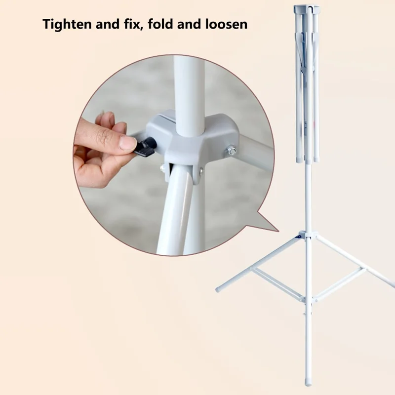 Adjustable Height X-Shaped Foldable Clothes Drying Rack Floor Standing Balcony Quilt Shelf - Grey