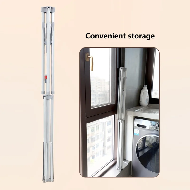 Adjustable Height X-Shaped Foldable Clothes Drying Rack Floor Standing Balcony Quilt Shelf - Grey