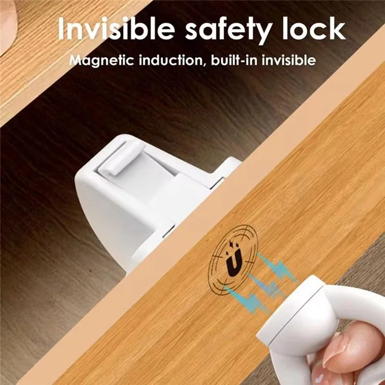 4Stück Magnetische Schranktür-Schlösser mit Schlüssel, Kindersicherheit für Küchenschränke und Schubladen