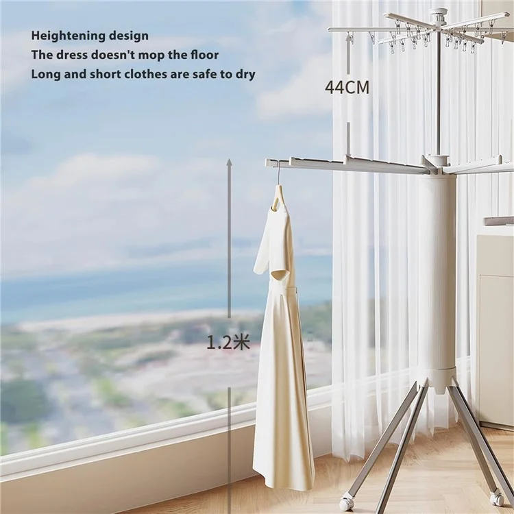 Dual Layer Foldable Floor-Standing Octopus Clothes Drying Rack Household Multi-Head Clothes Drying Rack - White