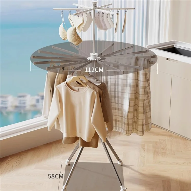 Dual Layer Foldable Floor-Standing Octopus Clothes Drying Rack Household Multi-Head Clothes Drying Rack - White