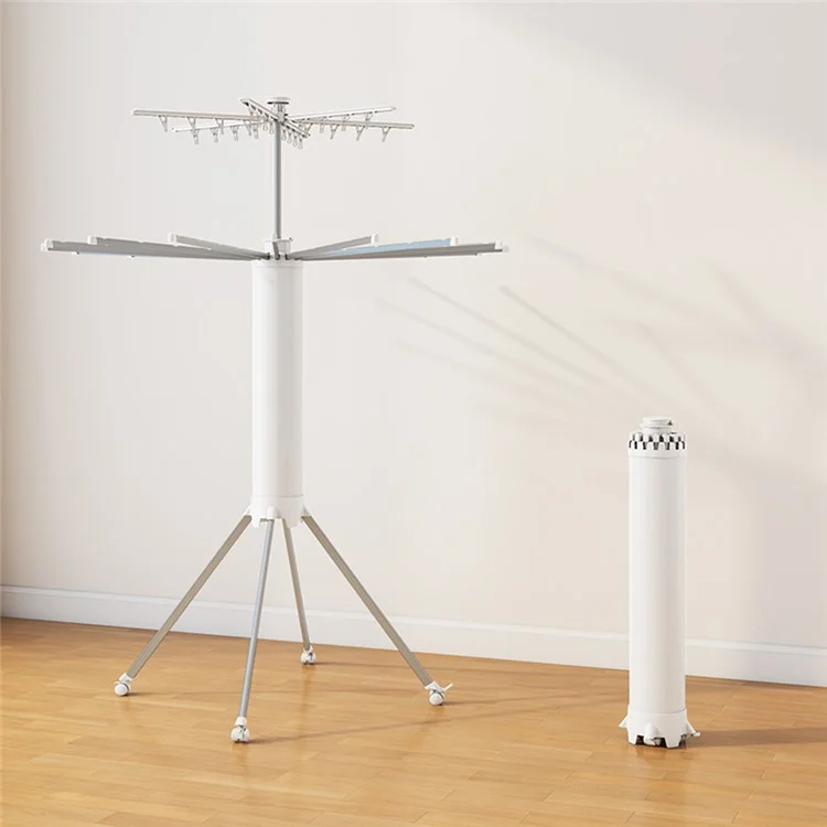 Dual Layer Foldable Floor-Standing Octopus Clothes Drying Rack Household Multi-Head Clothes Drying Rack - White