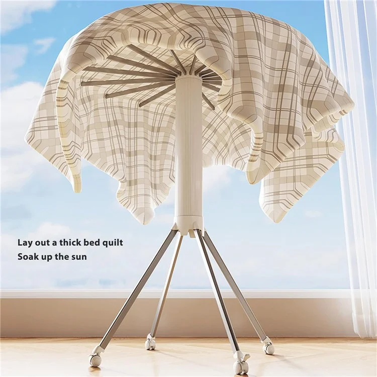 Single Layer Foldable Floor-Standing Octopus Clothes Drying Rack Household 16-pole Clothes Drying Rack - White