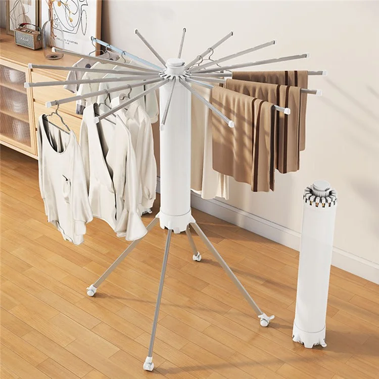 Single Layer Foldable Floor-Standing Octopus Clothes Drying Rack Household 16-pole Clothes Drying Rack - White