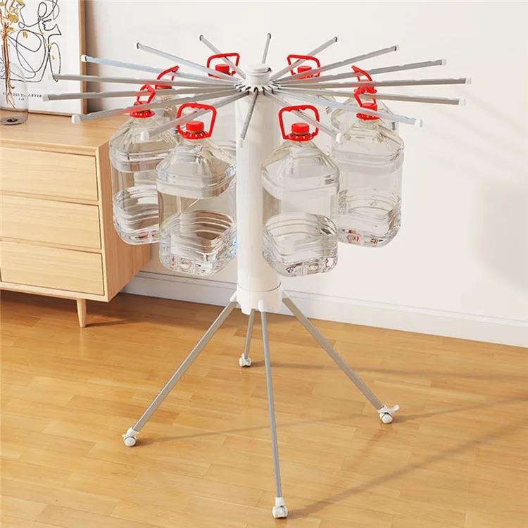 Single Layer Foldable Floor-Standing Octopus Clothes Drying Rack Household 16-pole Clothes Drying Rack - White