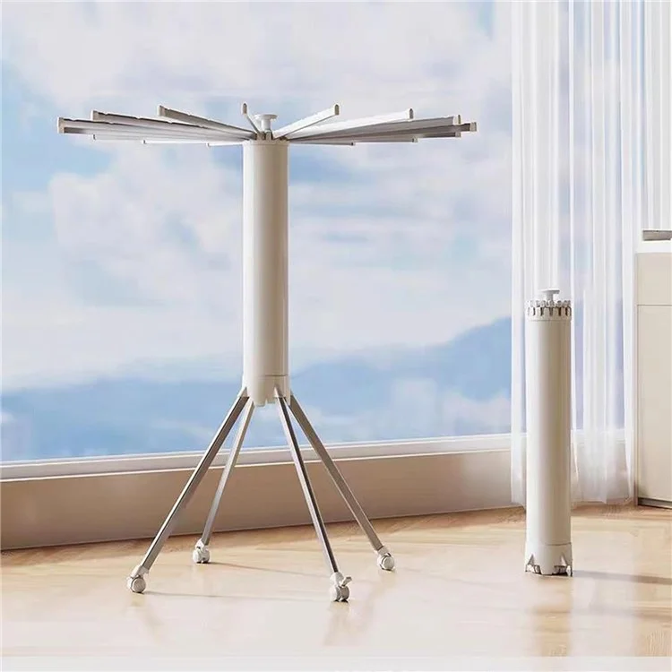 Single Layer Foldable Floor-Standing Octopus Clothes Drying Rack Household 16-pole Clothes Drying Rack - White