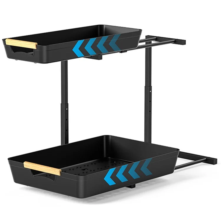 Estantería para Debajo del Fregadero, Ajustable en Altura, con Cajón Deslizante y Diseño en Forma de L, de ABS
