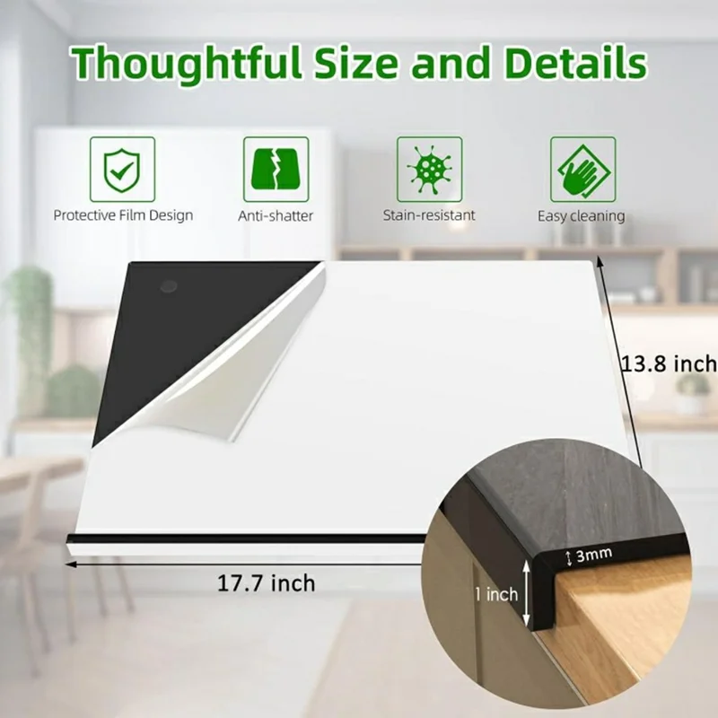 45x35cm Kitchen Counter Acrylic Cutting Board Anti-Slip Fruit Vegetable Cutting Board (BPA-Free, No FDA Certified)