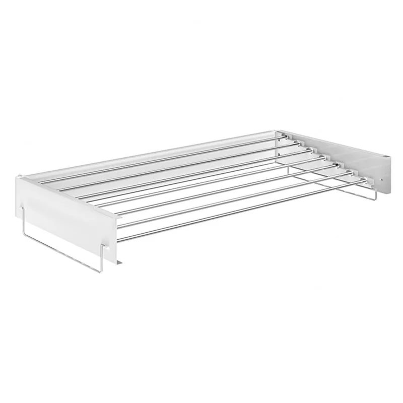 1.2M 7 Rods Folding Balcony Clothes Drying Rack Wall Mounted Indoor Towel Hanger with Pull Handle - White