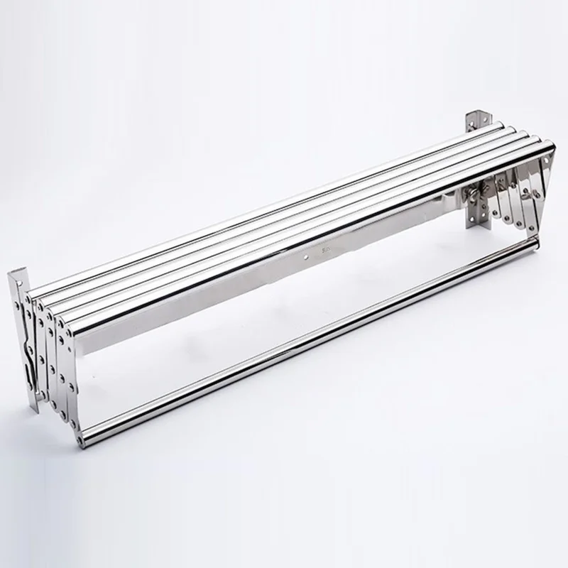 120cm 7 Bars Foldable Wall Mounted Clothes Drying Rack Stainless Steel Clothing Hanger
