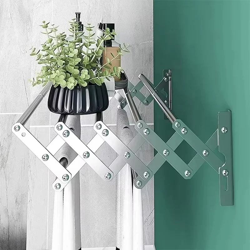 120cm 7 Bars Foldable Wall Mounted Clothes Drying Rack Stainless Steel Clothing Hanger