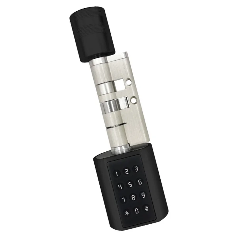 LVD11 Adjustable Smart Door Lock Cylinder APP Control Fingerprint Digital Password Security Entry Mechanical Key - Black