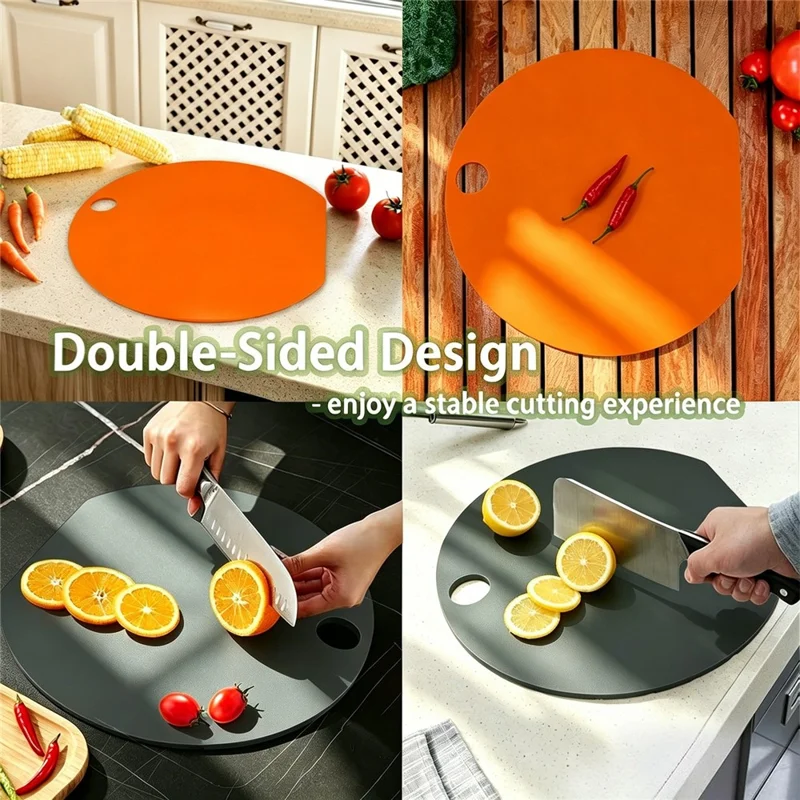 Draagbaar Silicone Snijplankje 30 cm Rond Vouwbaar Keuken Hakblok voor Kamperen Buiten - Oranje