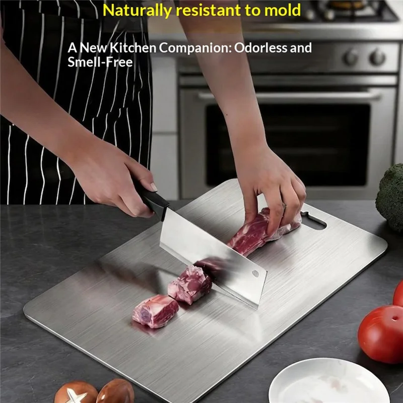 39 x 28cm Pure Titanium Cutting Board Antimicrobial Dual-Sided Chopping Board for Kitchen (BPA Free, No FDA)