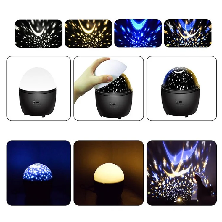 360-degree Rotating Starry Sky LED Projection Lamp with Night Light Function