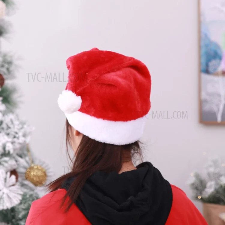 Red and White Santa Hat Plush Pompom Christmas Hat Festival Party Supplies for Kids