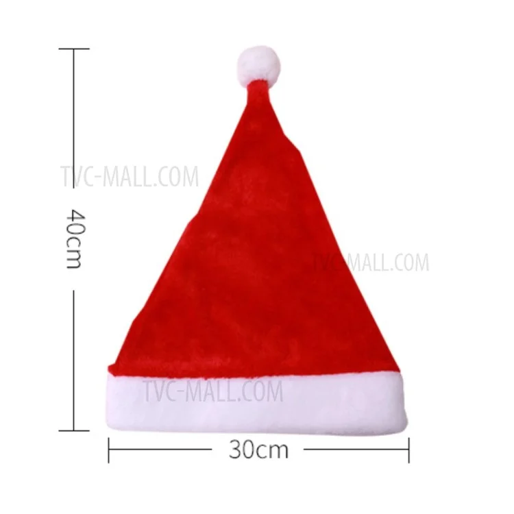 Classic Red and White Santa Hat Soft Plush Christmas Hat Xmas Party Supplies for Adults