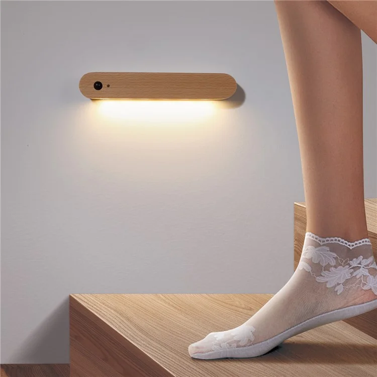 NO-HB012 Wiederaufladbare Holzsensor Nachtlicht LED Schlafzimmer Wand Nacht Lampe Magnetic Schlüsselhalter Schranktür Hängende Lampe