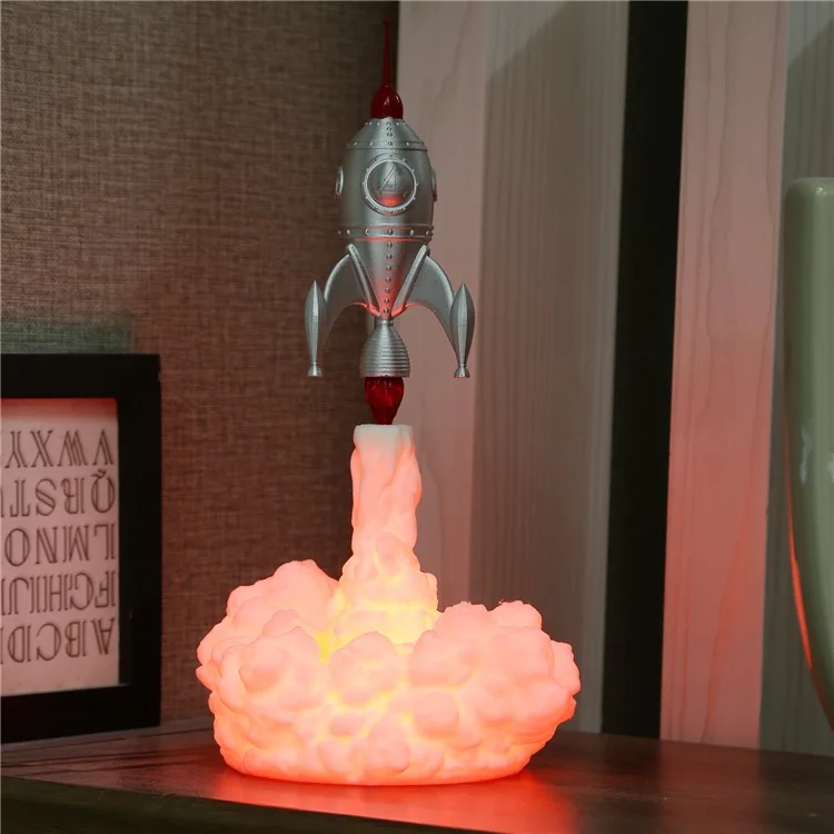 A5 Creative 3D Printing Rocket Lamp Led Night Light Children Gift Home Bedroom Decoração