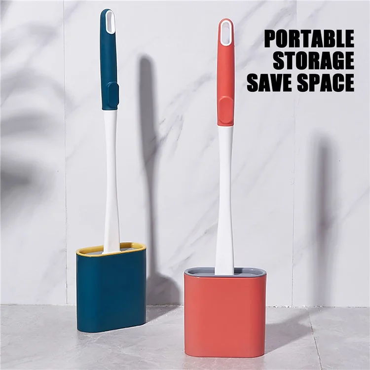 Brosse de toilette à long manche avec base, têtes de brosse souples, séchage rapide, gris