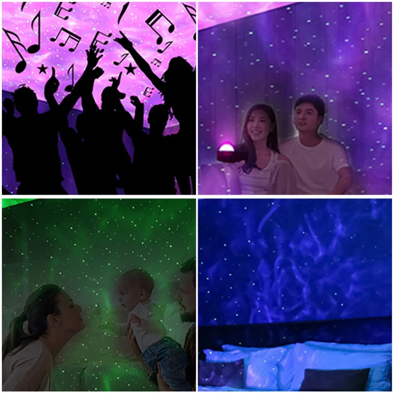 K-1069 Spacecraft Galaxy Projector Aurora Lights Star Projector with Remote Control Sky Night Light Projector - White