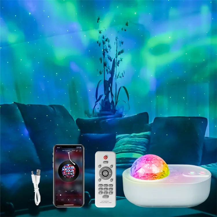K-1069 Spacecraft Galaxy Projector Aurora Lights Star Projector with Remote Control Sky Night Light Projector - White