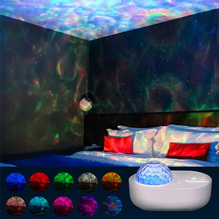 K-1069 Spacecraft Galaxy Projector Aurora Lights Star Projector with Remote Control Sky Night Light Projector - White